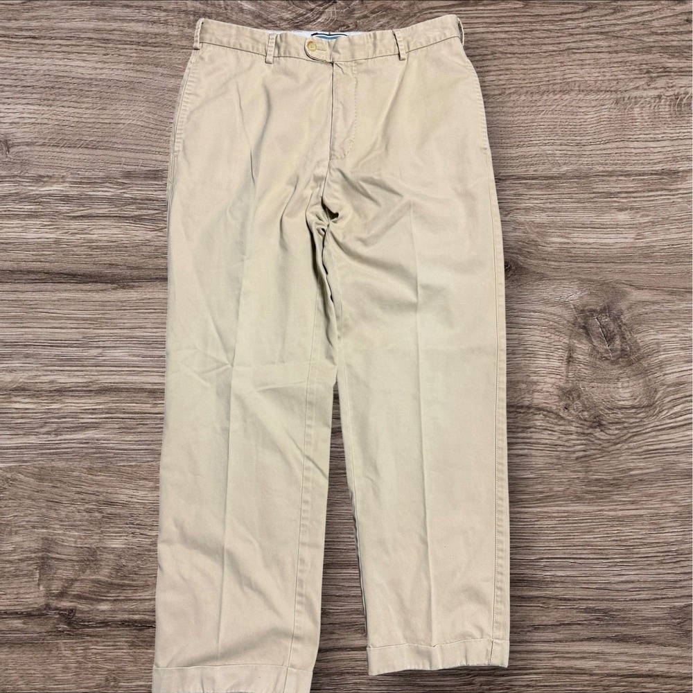 Peter Millar Khaki Chino Pants Men's 33x28 Tan Pima Cotton Golf Pleated Casual